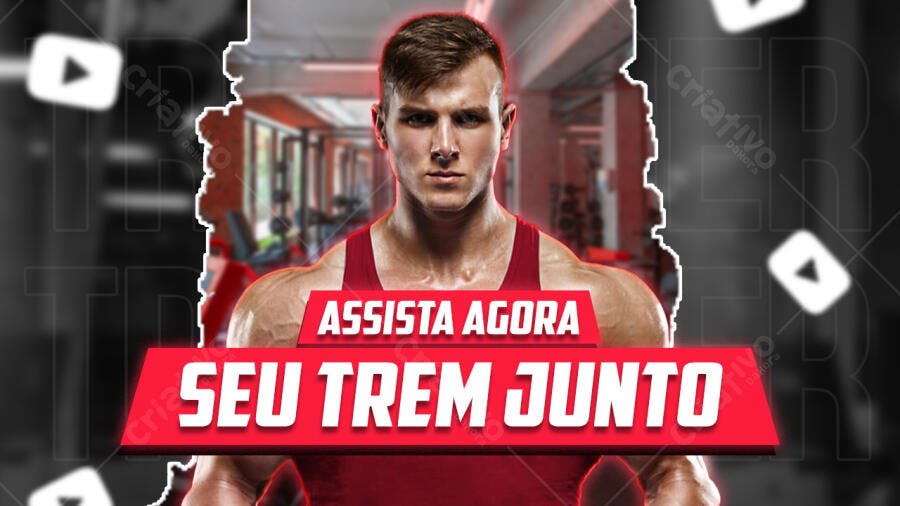 Capa YouTube Academia Fitness Treino PSD Editável