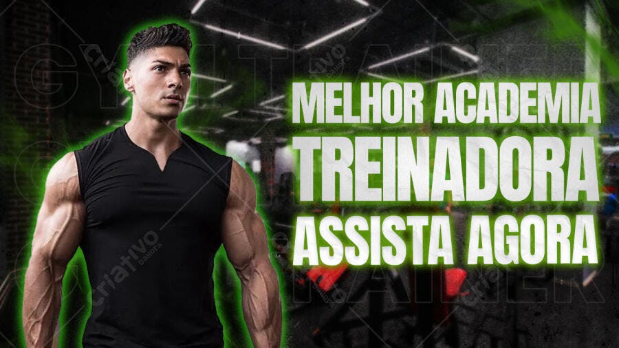 Capa YouTube Academia Treinador Fitness PSD Editável