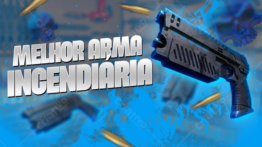 Capa YouTube Arma Incendiária Jogo FPS PSD Editável