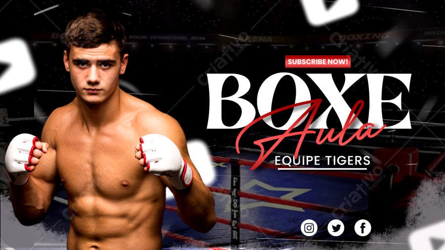 Capa YouTube Boxe Aula Equipe Tigers PSD Editável
