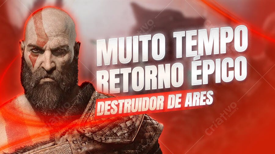 Capa YouTube Kratos God of War PSD Editável