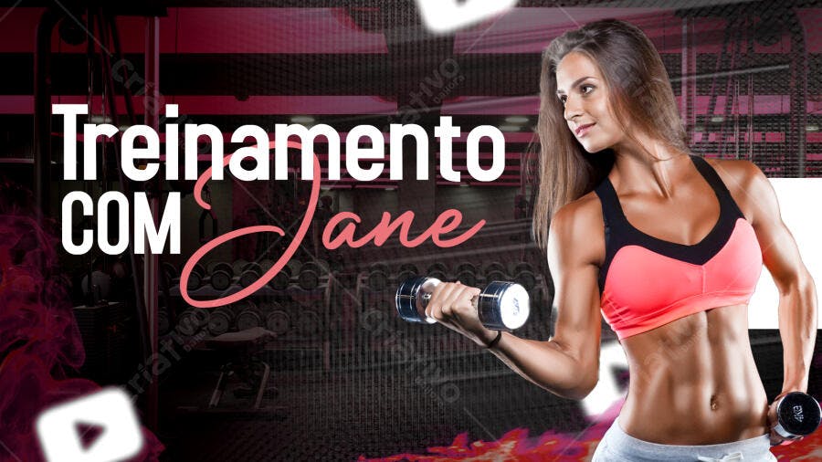 Capa YouTube Treinamento Fitness Academia PSD Editável