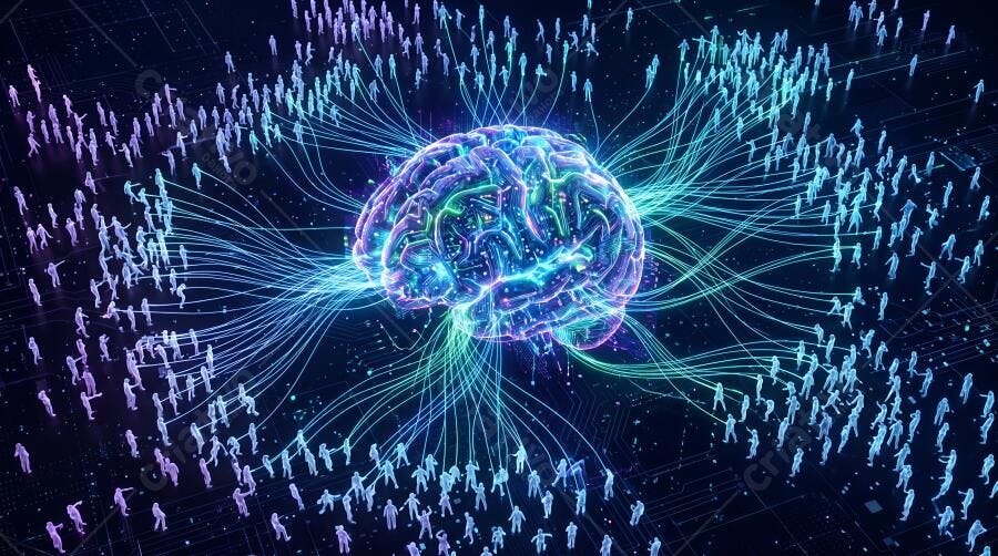Cérebro Humano Digital Conectado Pessoas Inteligência Artificial