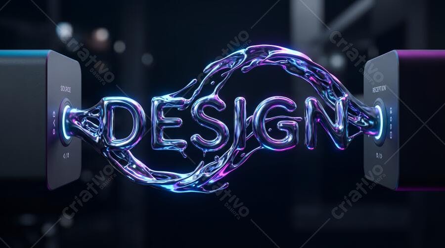 Design Líquido Conectando Palavra Tecnologia Neon