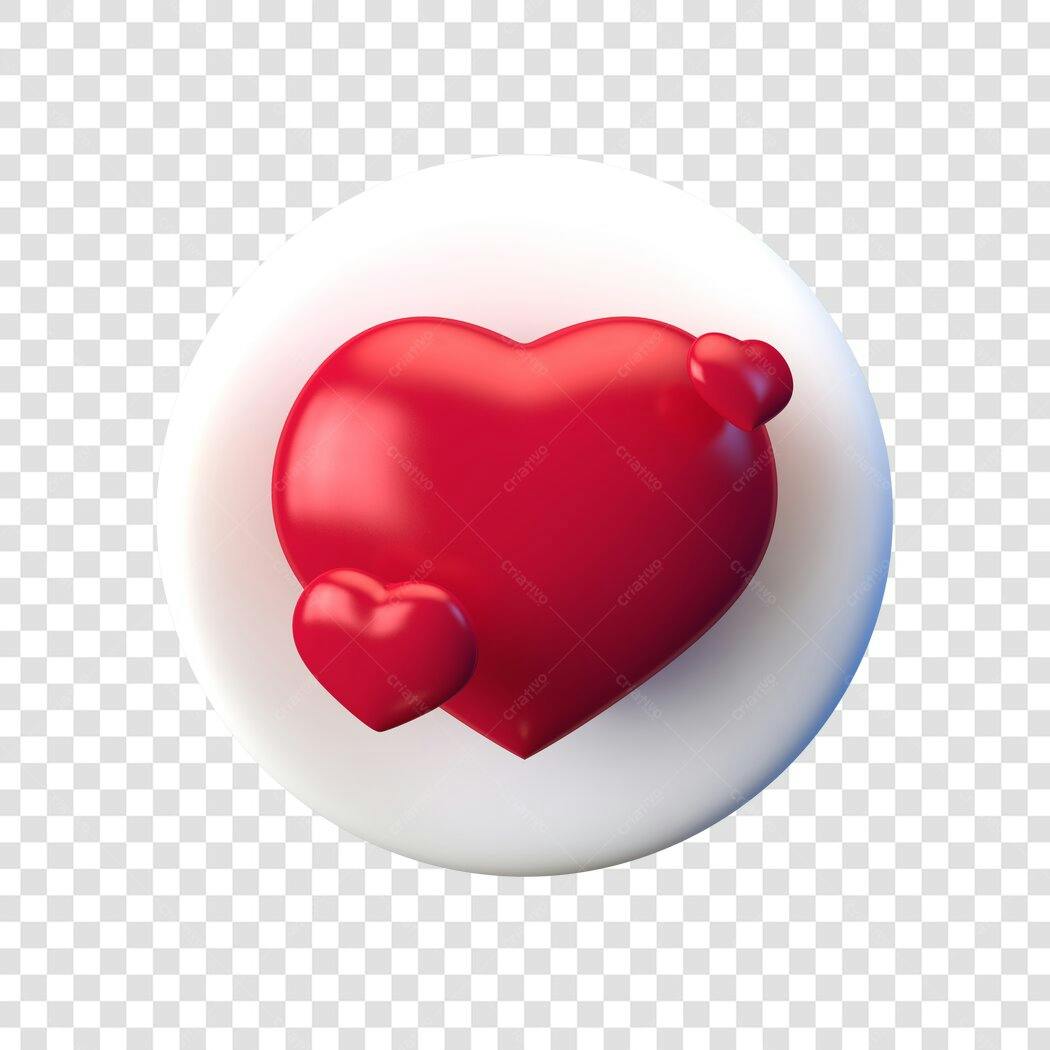Elemento 3D Corações Vermelhos Dia dos Namorados Junho PNG Fundo Transparente