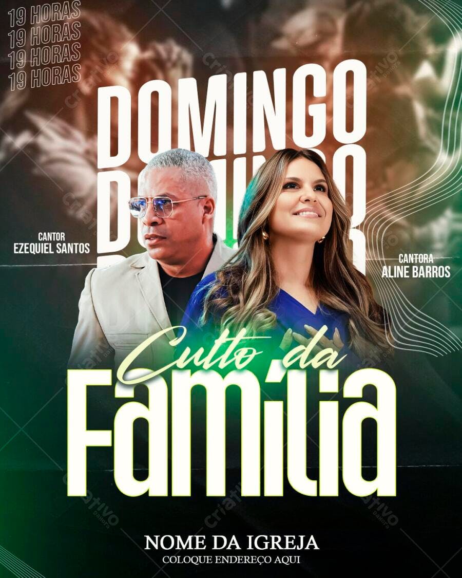 Flyer Culto da Família Igreja Evangélica PSD Editável