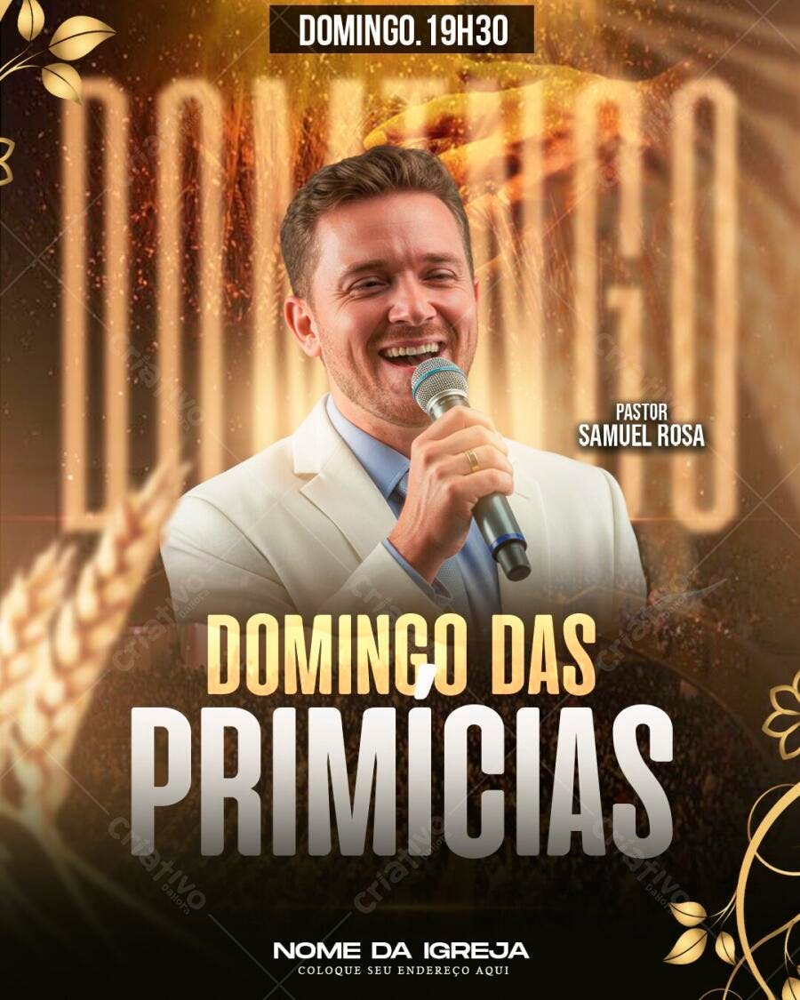 Flyer Domingo das Primícias Igreja Evangélica PSD Editável