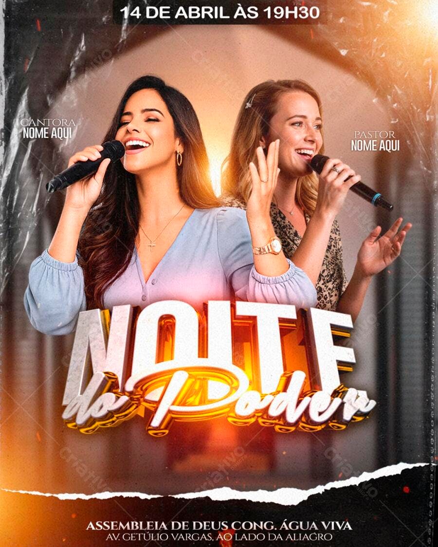 Flyer Evento Religioso Noite do Poder PSD Editável