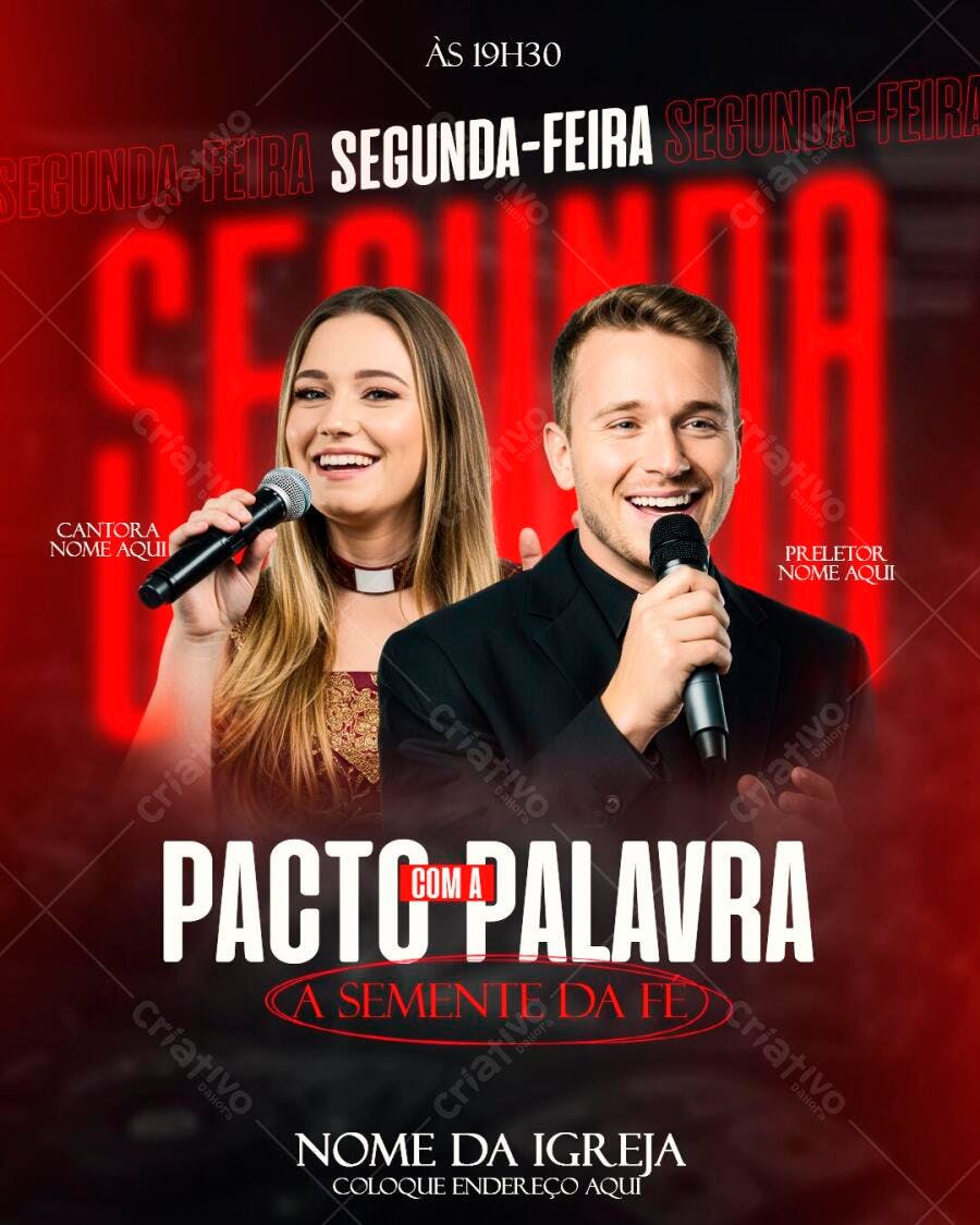Flyer Igreja Culto Segunda-Feira PSD Editável
