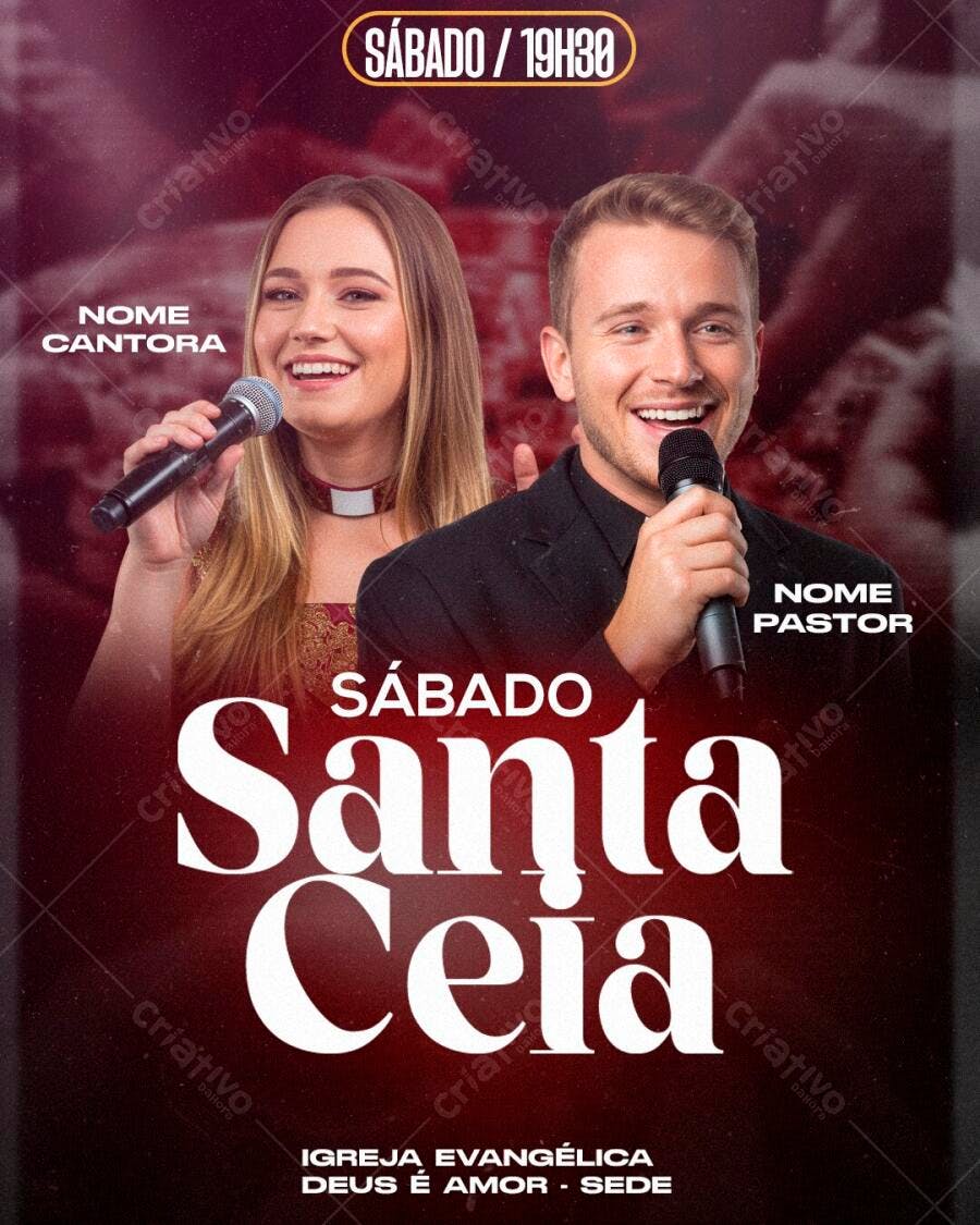 Flyer Santa Ceia Igreja Evangélica PSD Editável
