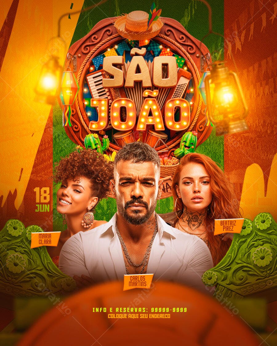 Flyer São João Festa Junina Arraial PSD Editável