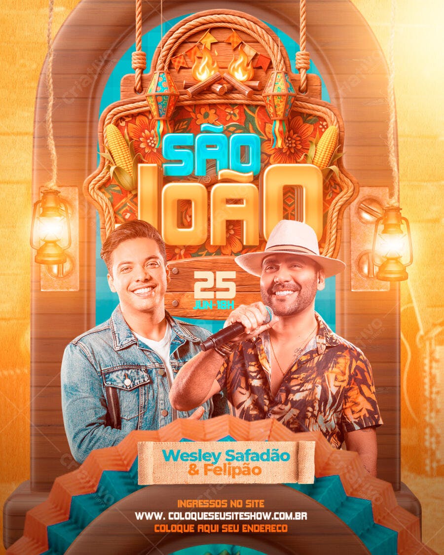 Flyer São João Festa Junina Show Musical PSD Editável