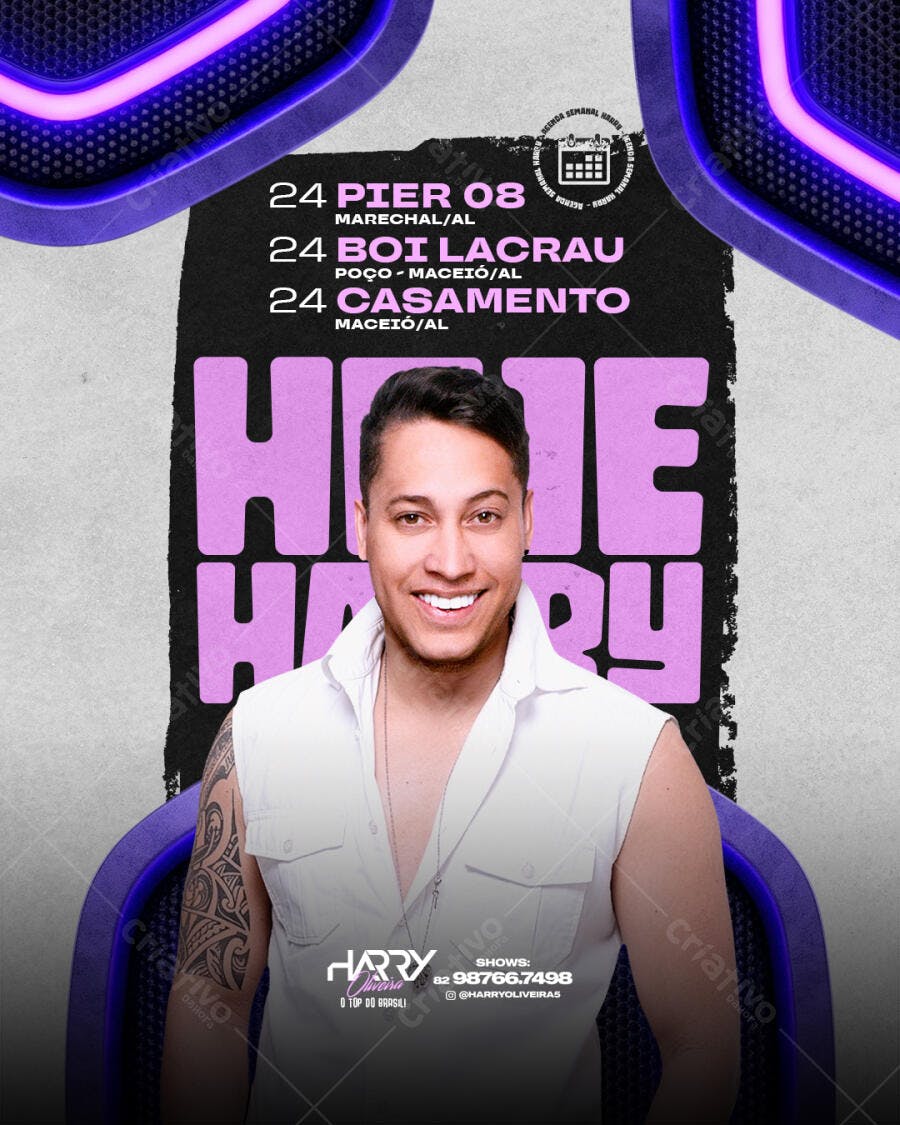 Flyer Show Cantor Artista Evento Musical PSD Editável