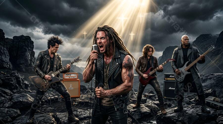 Foto Banda Rock Heavy Metal Tocando Palco Externo