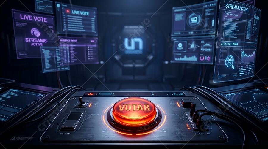 Foto Botão Votar Vermelho Brilhante Interface Digital Holográfica