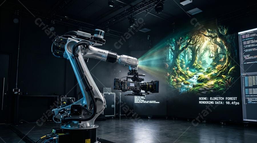Foto Braço Robótico Câmera Cinema Produção Virtual Estúdio