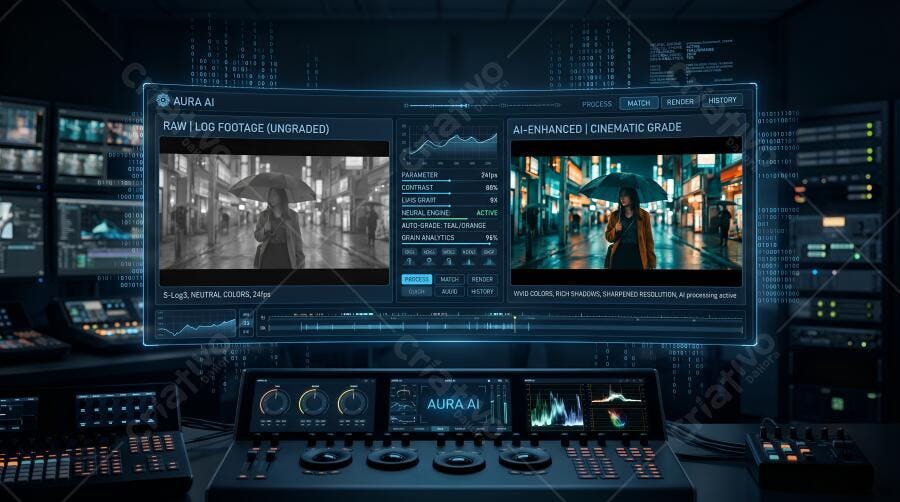 Foto Edição de Vídeo Software IA Color Grading Pós-Produção