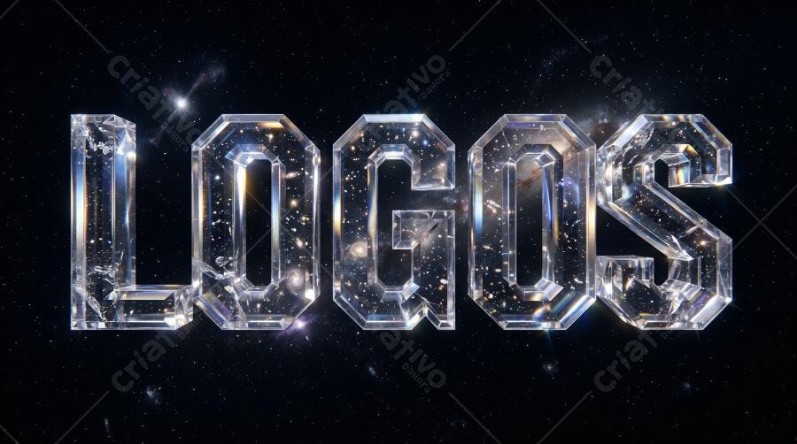 Foto Efeito de Texto LOGOS Cristal Brilhante Espaço Sideral