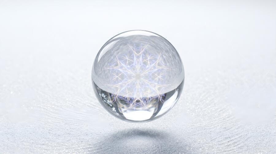 Foto Esfera de Cristal Floco de Neve Inverno Fundo Branco