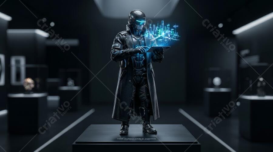 Foto Futuro Robô Tecnologia Holograma Cidade Inteligente