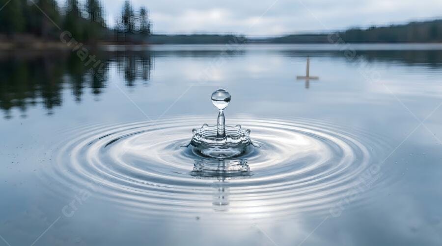 Foto Gota D'água Caindo Lago Ondas Reflexo Natureza