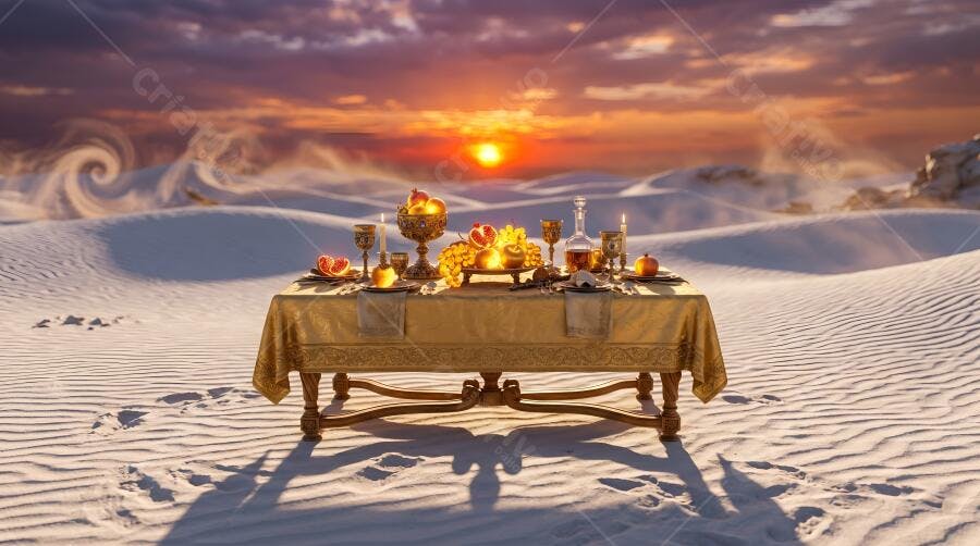 Foto Mesa Posta Deserto Pôr do Sol Dourado Romântico