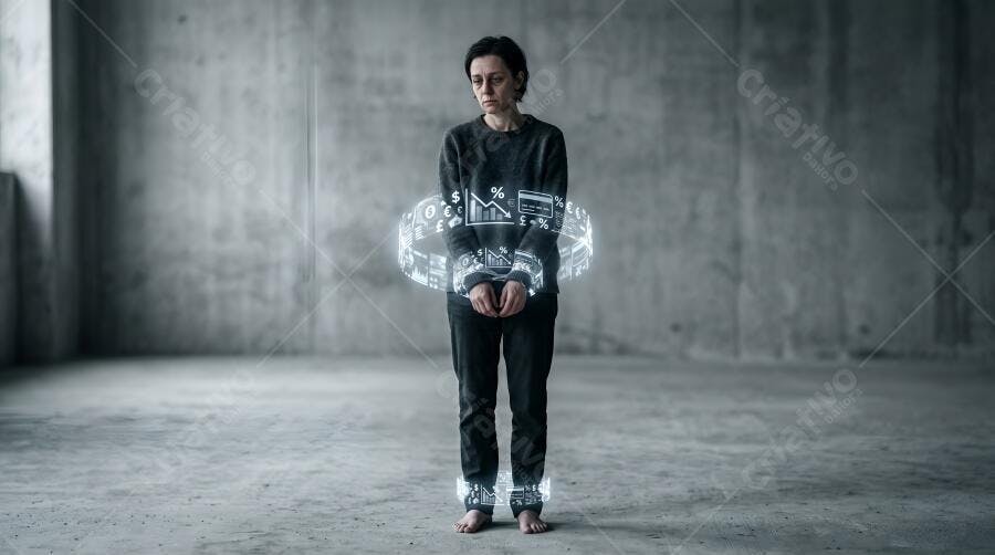 Foto Mulher Algemada Dados Digitais Prisão Tecnológica