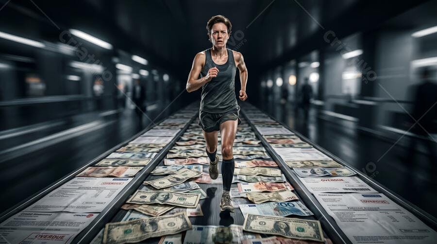Foto Mulher Correndo Dinheiro Sucesso Financeiro Carreira