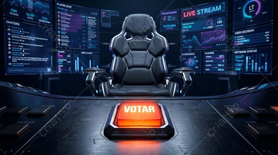 Foto Setup Gamer Cadeira Botão Votar Live Stream