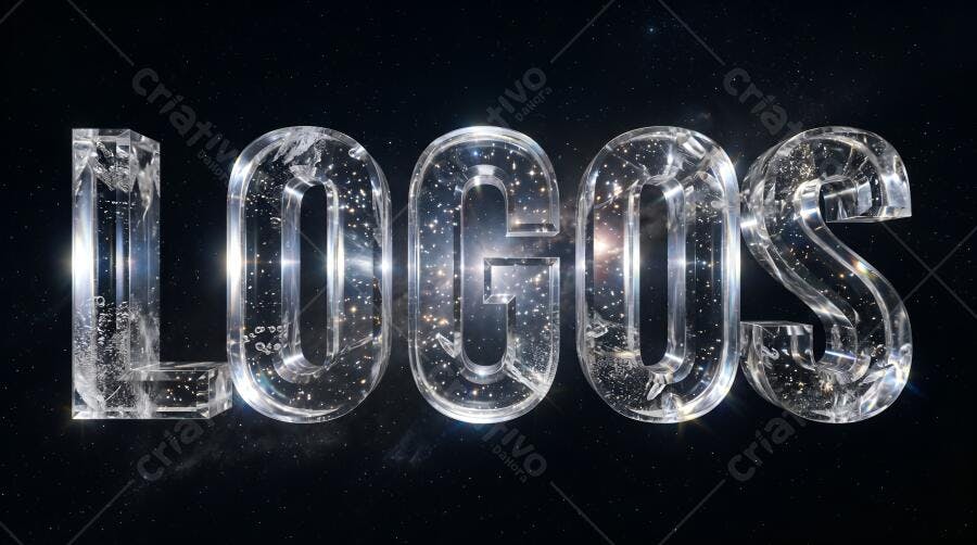 Foto Texto LOGOS 3D Vidro Transparente Fundo Escuro