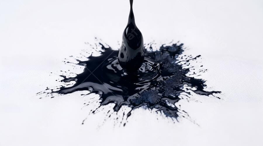 Foto Tinta Preta Líquida Pingando Espirrando Fundo Branco