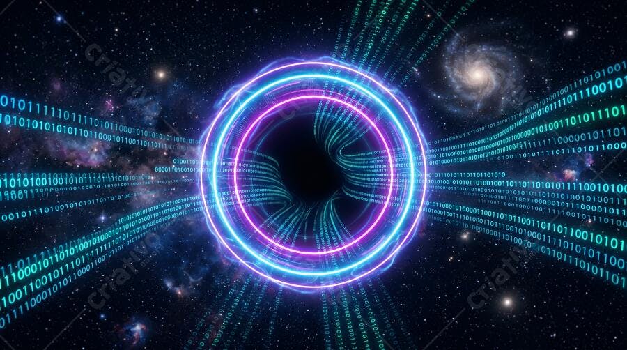 Fundo Abstrato Tecnológico Túnel Binário Neon Espaço Sideral