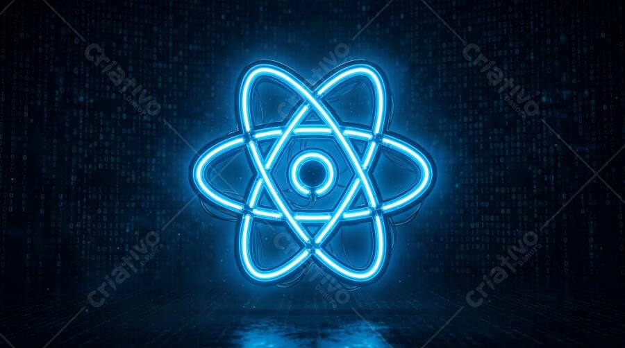 Ícone React JS Neon Azul Tecnologia Programação Digital