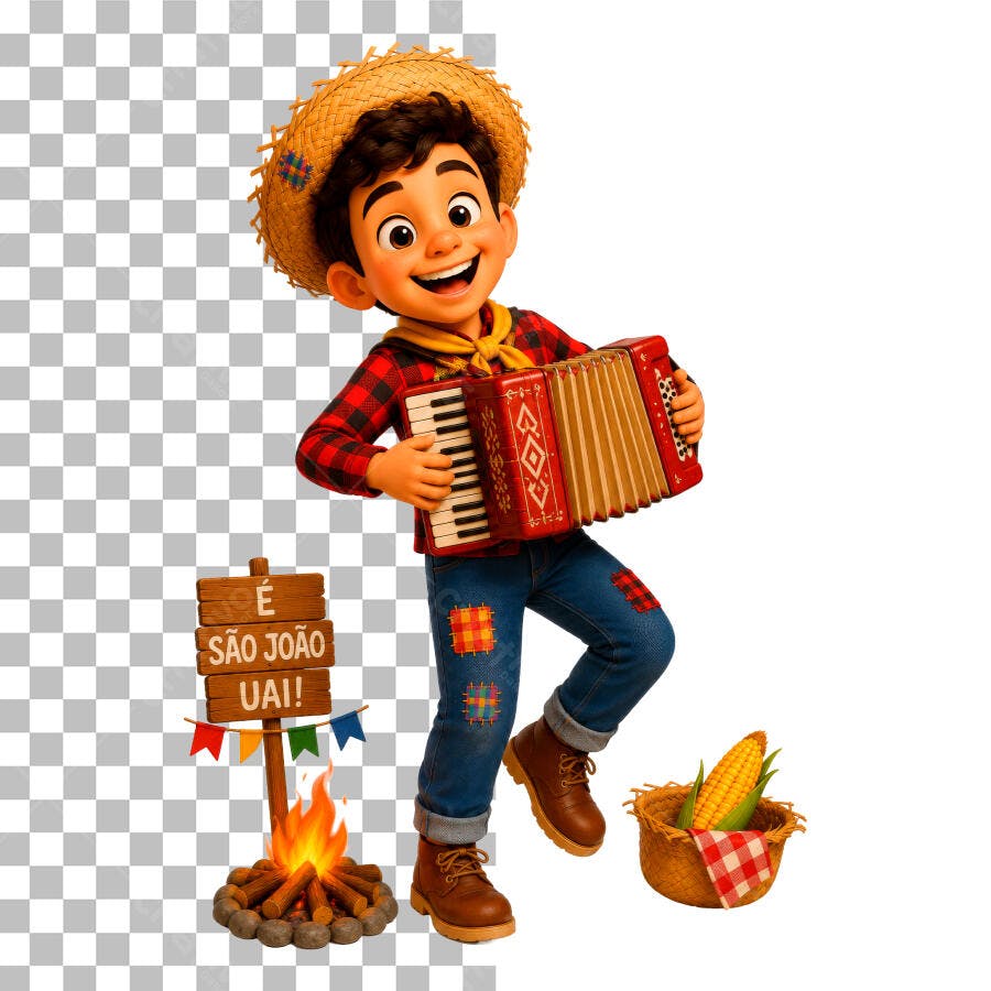 Ilustração São João Festa Junina Personagem PSD Editável