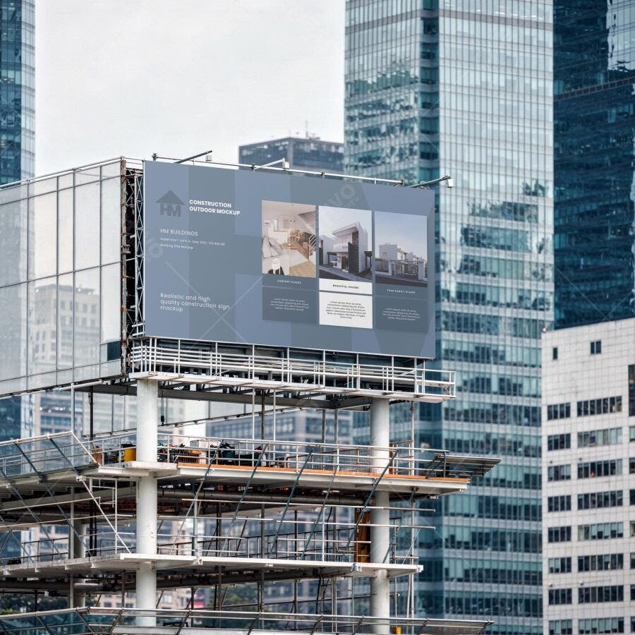 Mockup Outdoor Painel Publicitário Edifício Urbano Editável