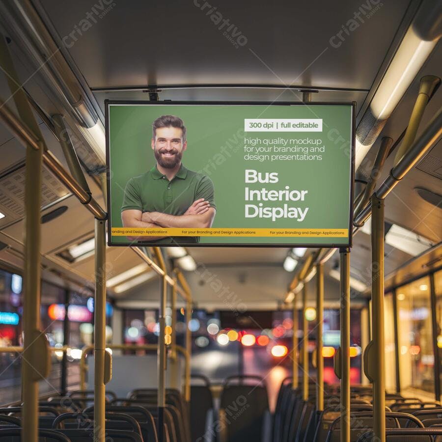 Mockup Painel Digital Busdoor Interno Ônibus Editável
