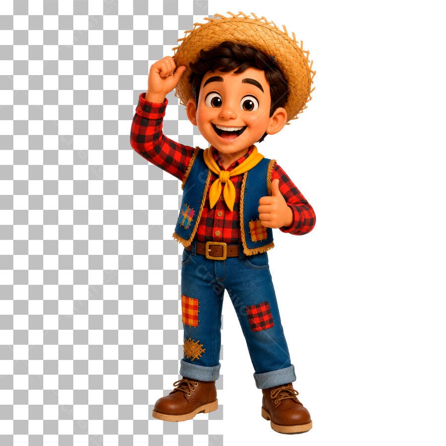 Personagem Caipira Festa Junina PSD Editável