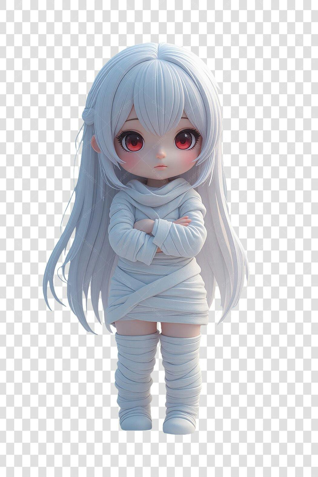 Personagem Ilustrado Menina Múmia Halloween 31 Outubro PNG Fundo Transparente