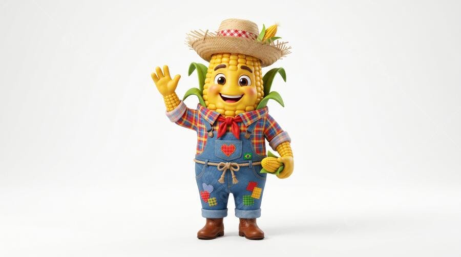 Personagem Ilustrado Milho Caipira Festa Junina PNG Fundo Transparente