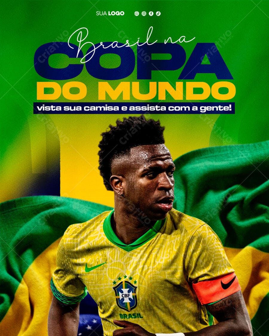 Post Copa do Mundo Brasil Futebol PSD Editável