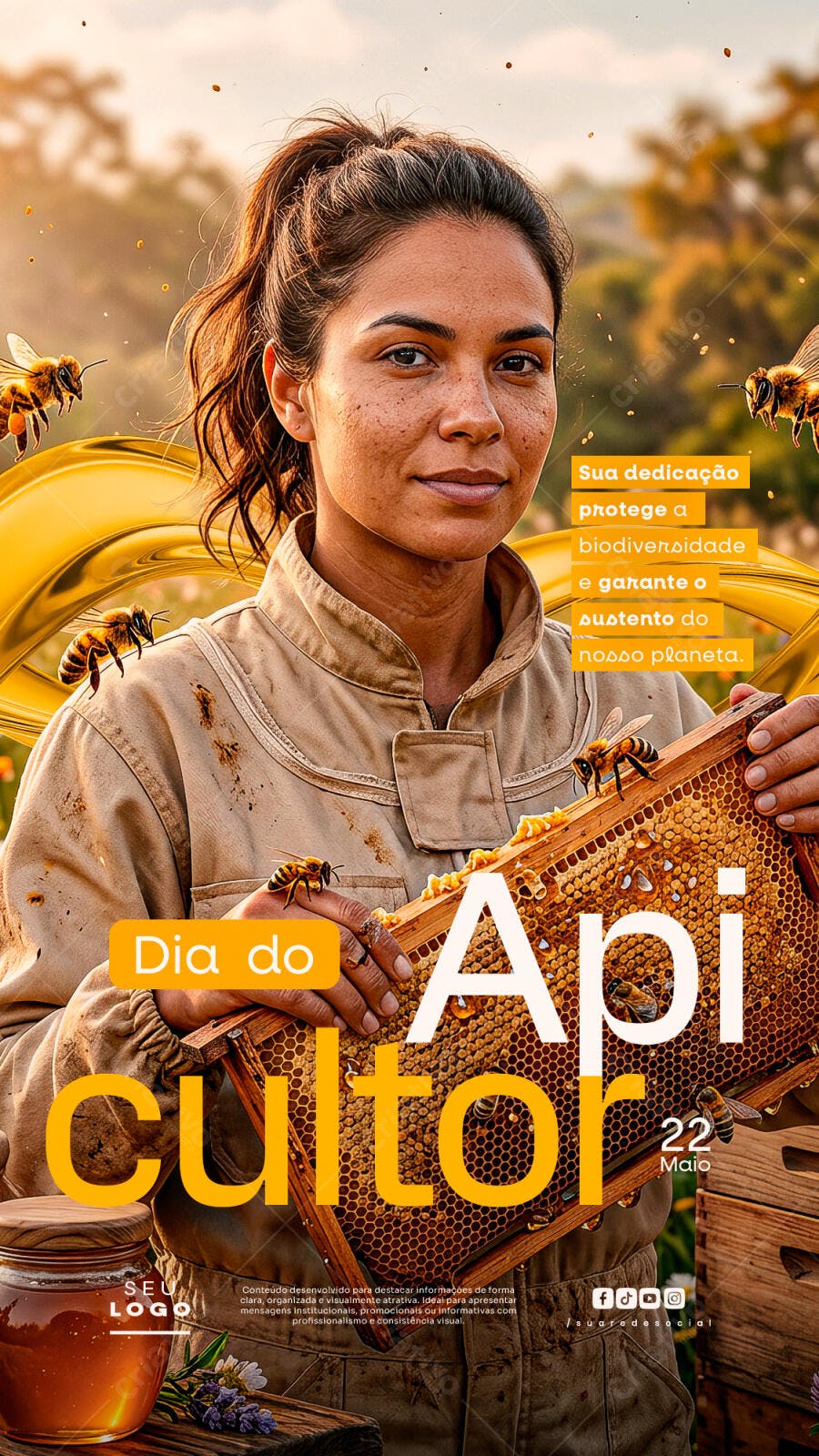 Post Dia do Apicultor 22 de Maio PSD Editável
