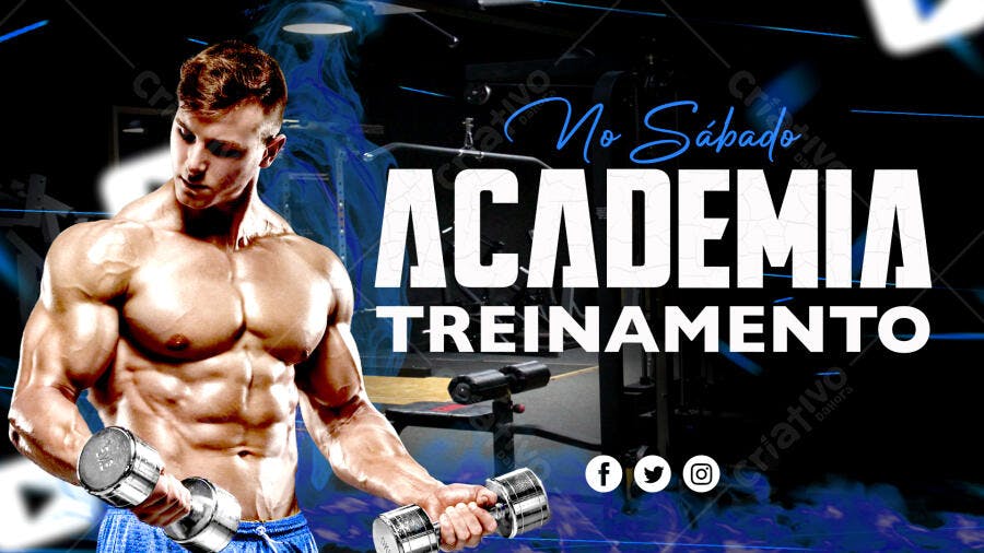 Post Instagram Academia Treinamento Sábado PSD Editável