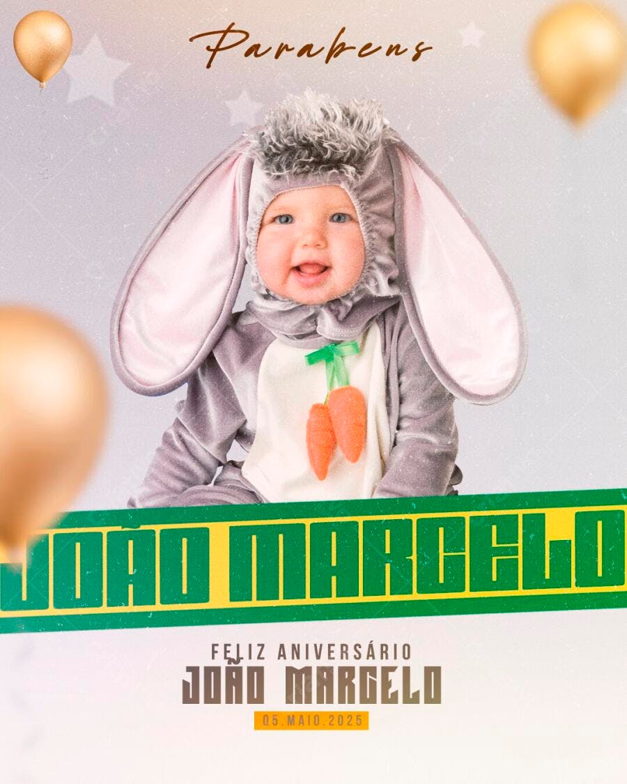 Post Instagram Aniversário Infantil Coelhinho PSD Editável