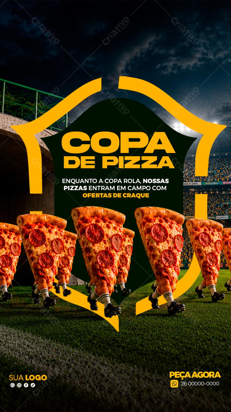 Post Instagram Copa de Pizza Pizzaria PSD Editável