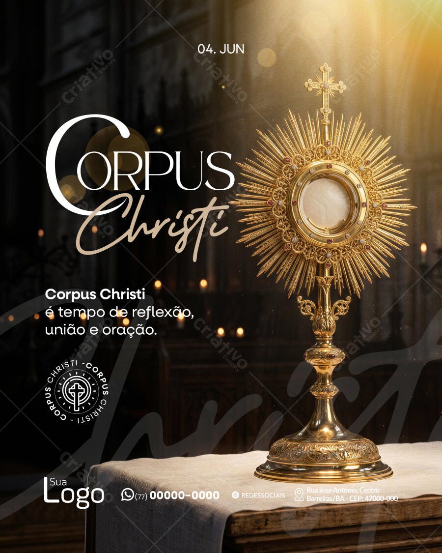 Post Instagram Corpus Christi Junho Igreja PSD Editável