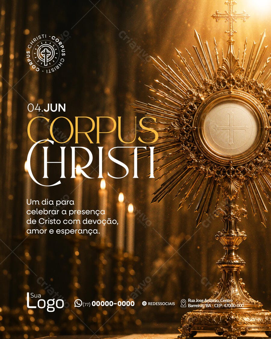 Post Instagram Corpus Christi Junho PSD Editável
