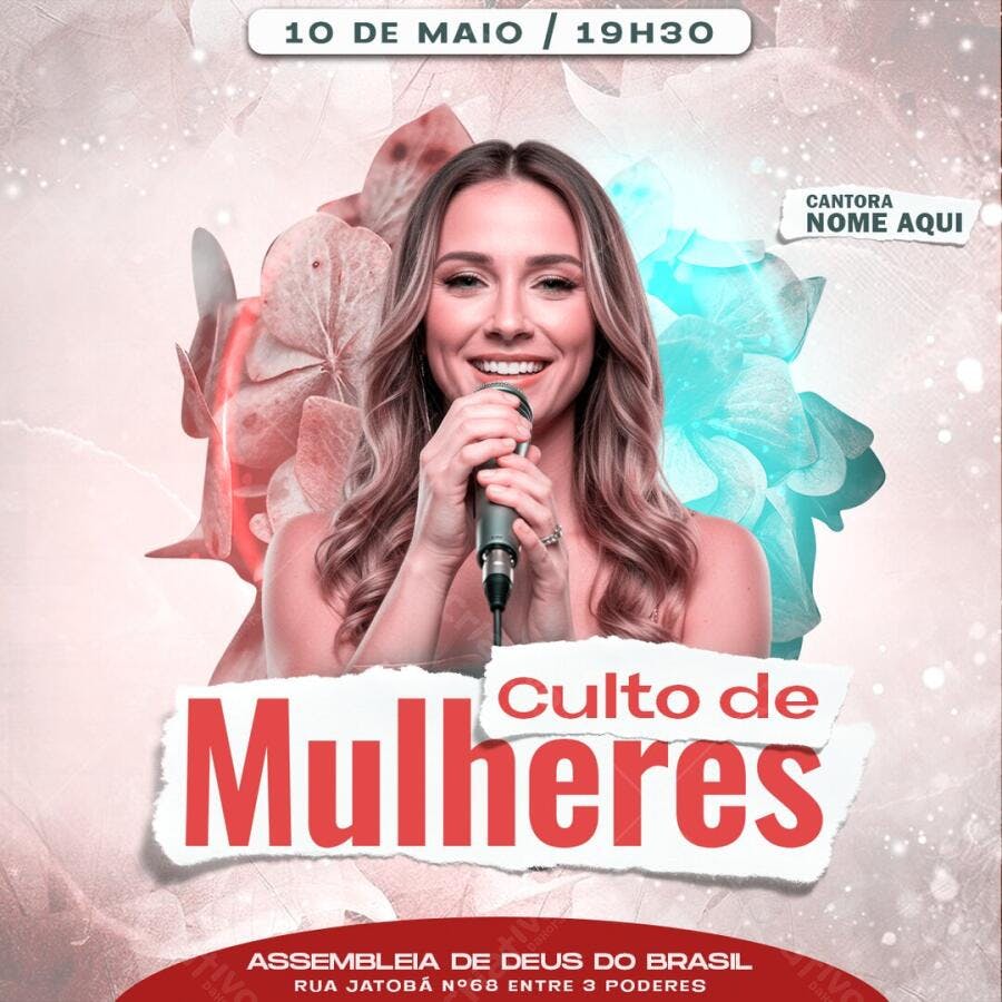 Post Instagram Culto de Mulheres Assembleia de Deus PSD Editável