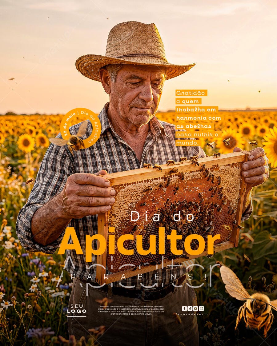 Post Instagram Dia do Apicultor 22 de Maio PSD Editável