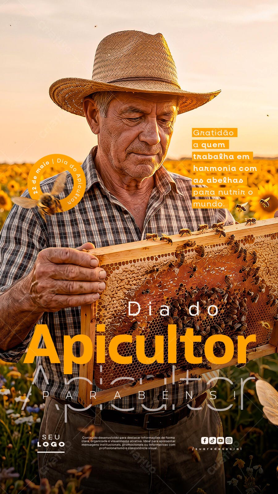 Post Instagram Dia do Apicultor 22 de Maio PSD Editável