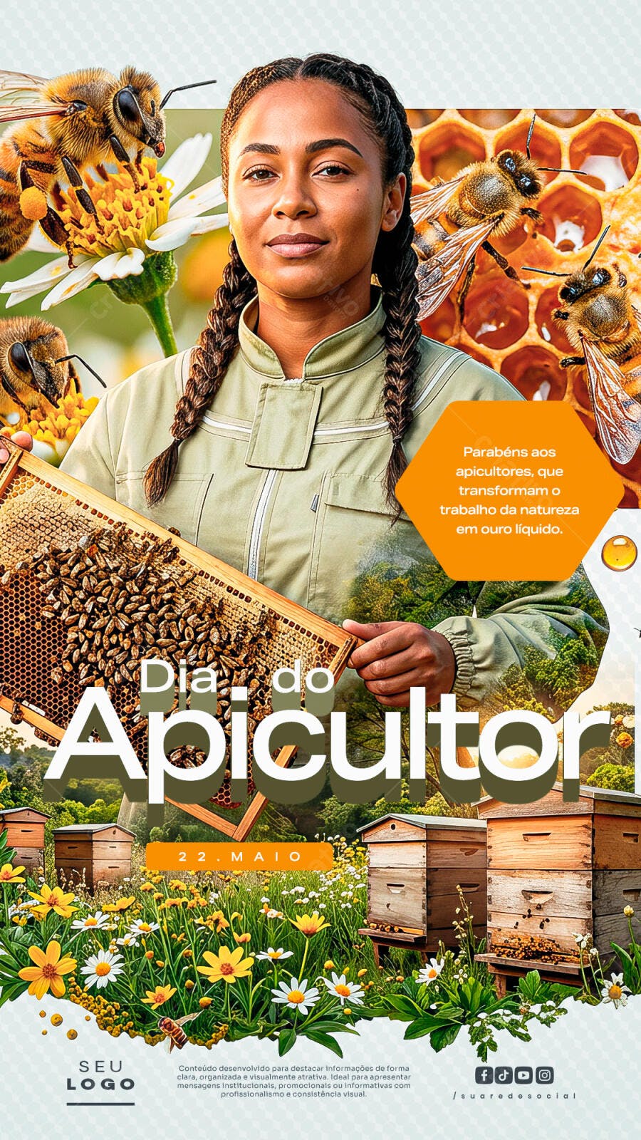 Post Instagram Dia do Apicultor 22 de Maio PSD Editável